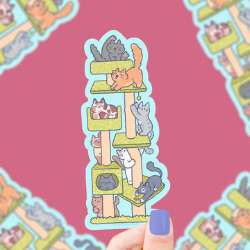 Cat Tower Long Sticker