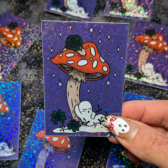 Sleepy Ghost Mushroom Sticker