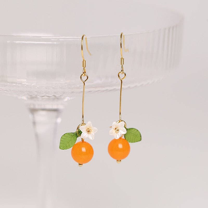 Orange Agate Dangle Earrings