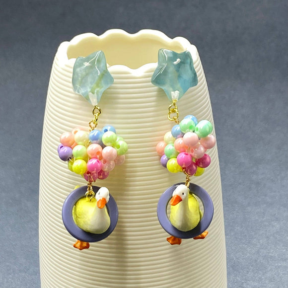 Resin Duck Dangle Earrings