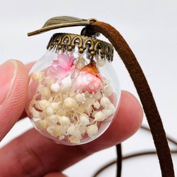 Baby's Breath Glass Ball Necklace