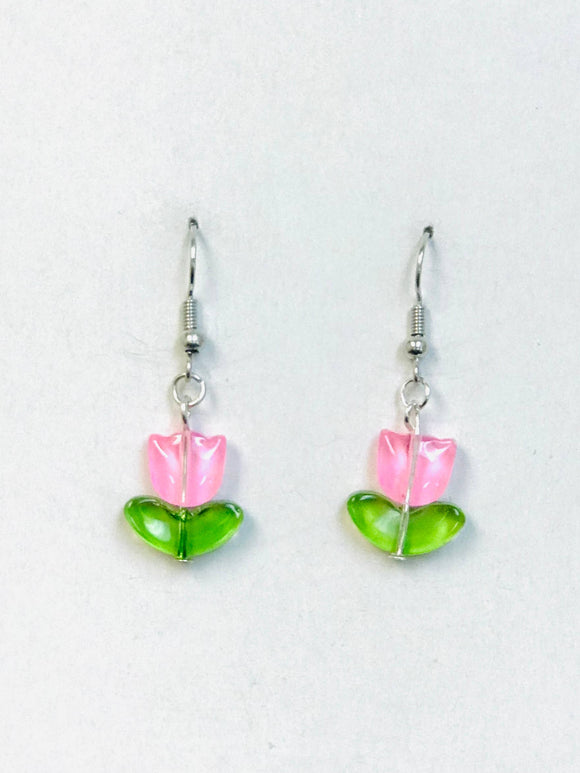 Tiny Tulip Beaded Earrings