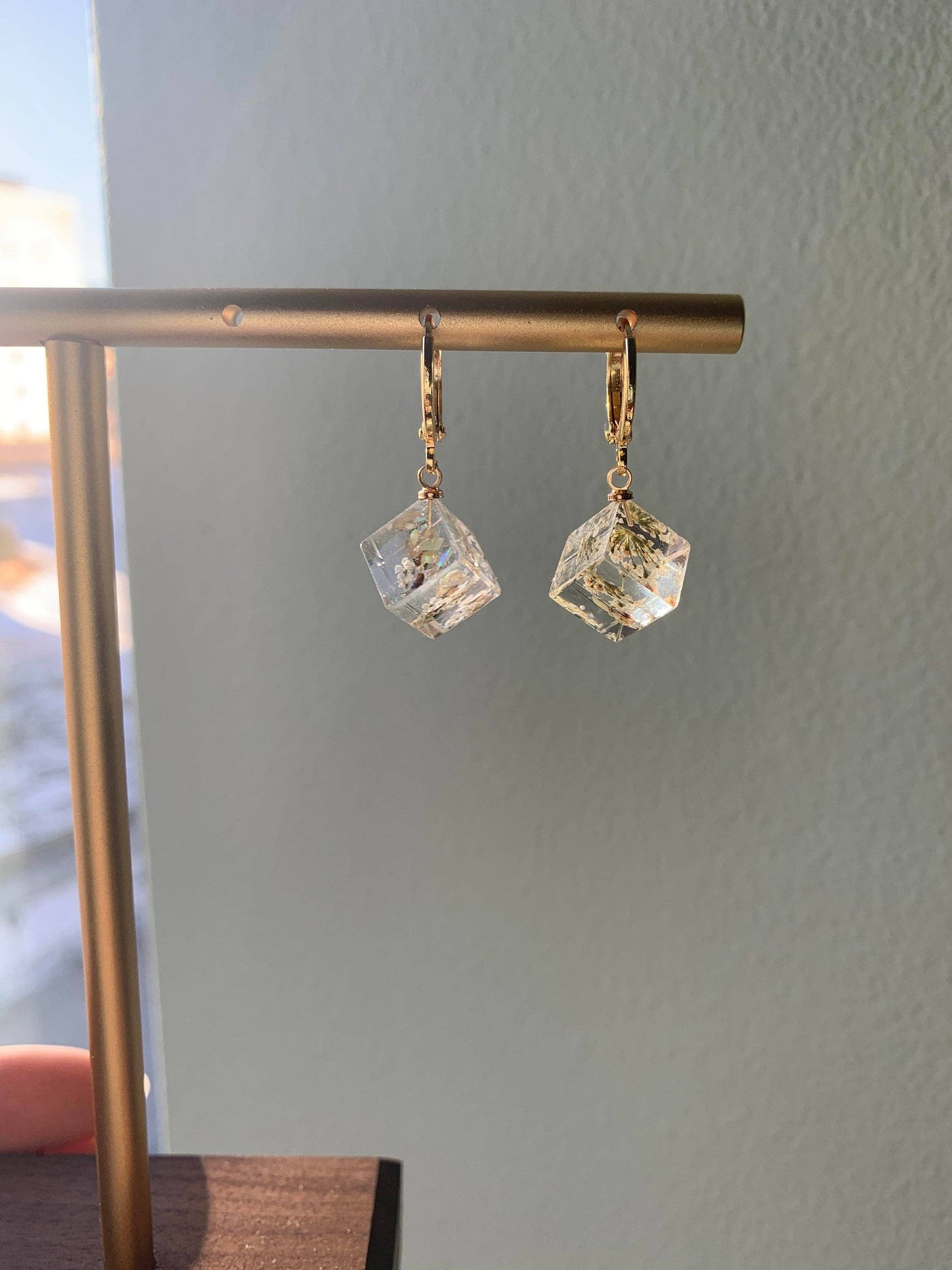 Preserved Dandelion Cube Earrings