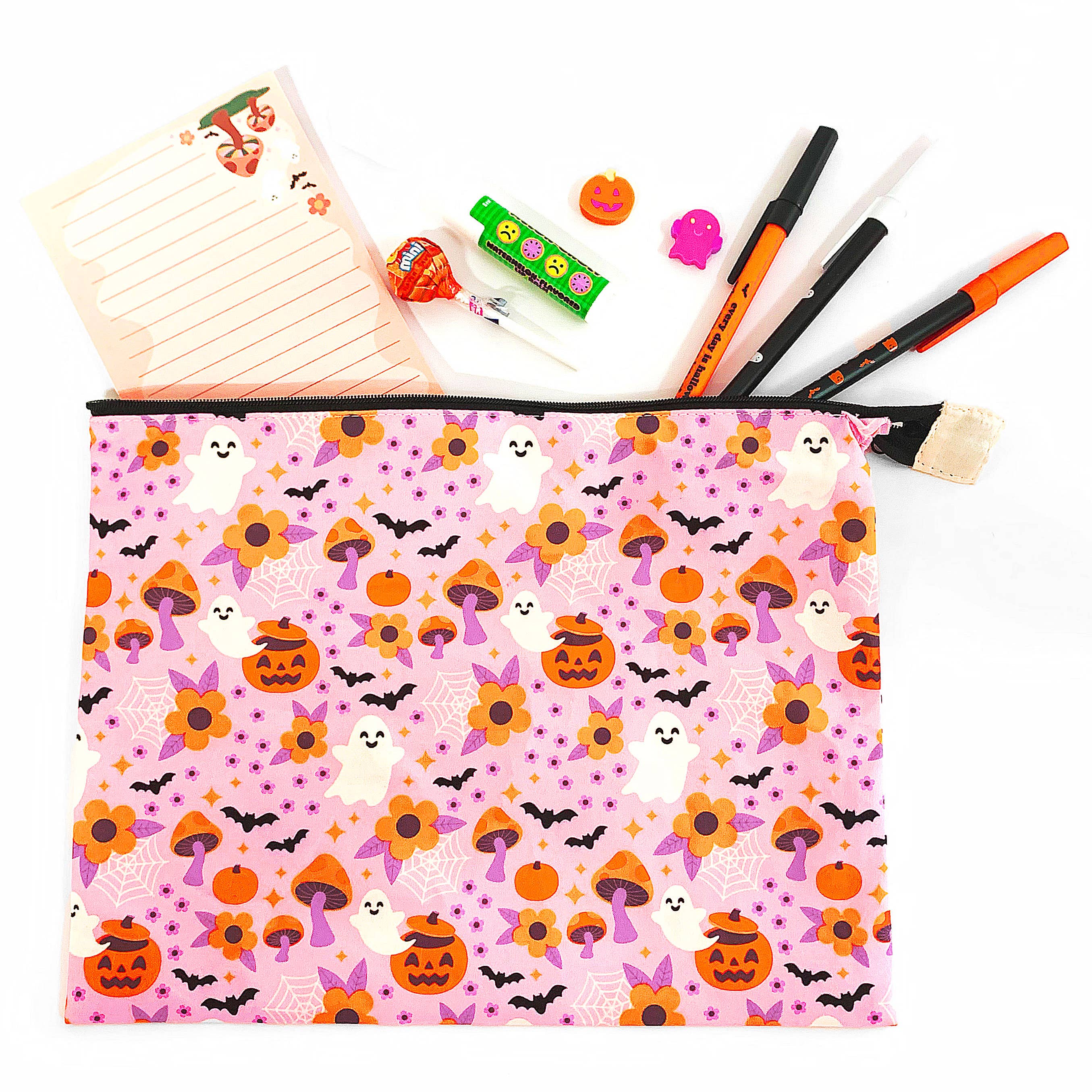Cute Spooky Floral Halloween Zipper Pouch