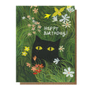 Flower Black Kitty Birthday Card-1