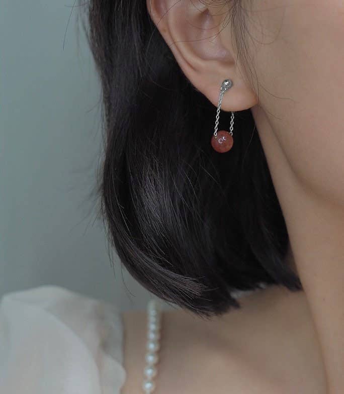 Strawberry Quartz Chain Earrings