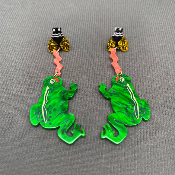 Frog Eating Flies Earrings