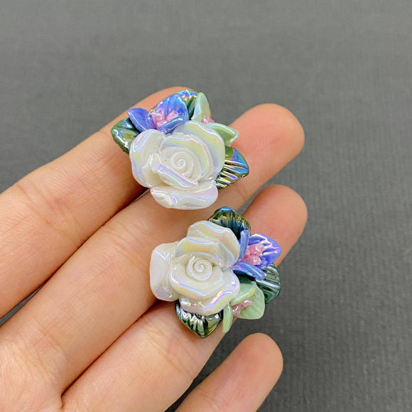 Ceramic Flower Stud Earrings
