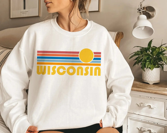 Retro Sunrise Wisconsin Crewneck Sweatshirt