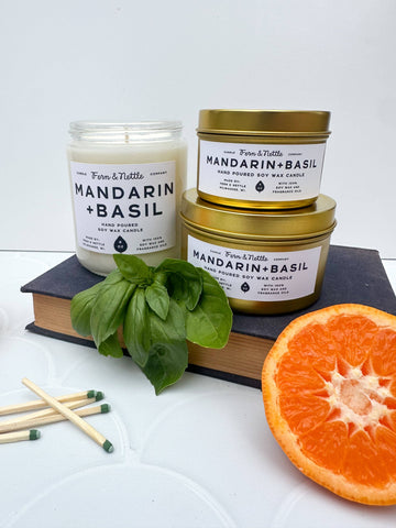 Mandarin+Basil Soy Wax Candle