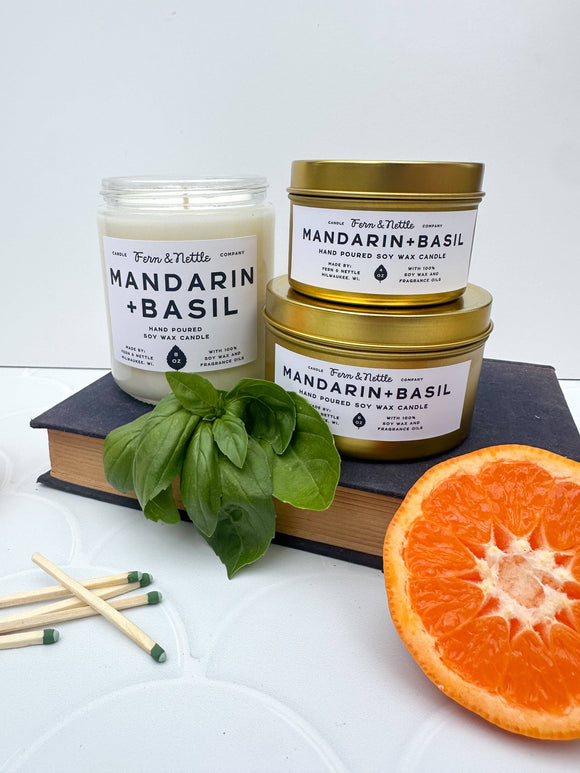 Mandarin+Basil Soy Wax Candle