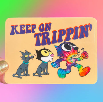 Keep On Trippin' Cat Sticker