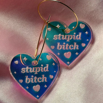 Stupid Bitch Heart Hoop Earrings