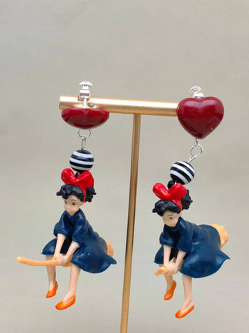 Magician Girl Charm Heart Earrings