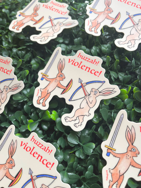 Huzzah! Violence! Medieval Rabbits Sticker