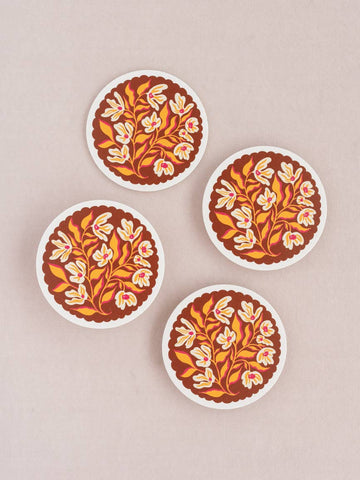 Pumpkin Spice Floral Coasters - Set of Four - 0