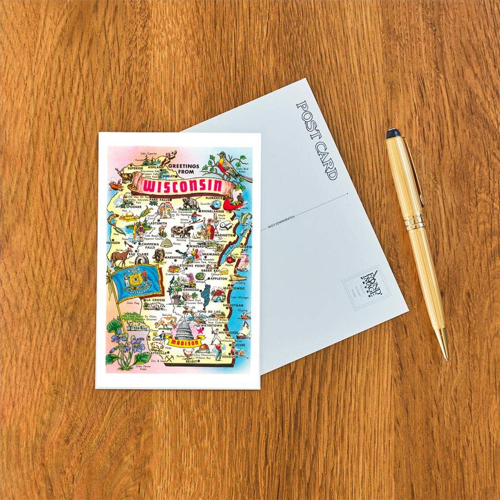 Tourist Map of Wisconsin Post Card - 0