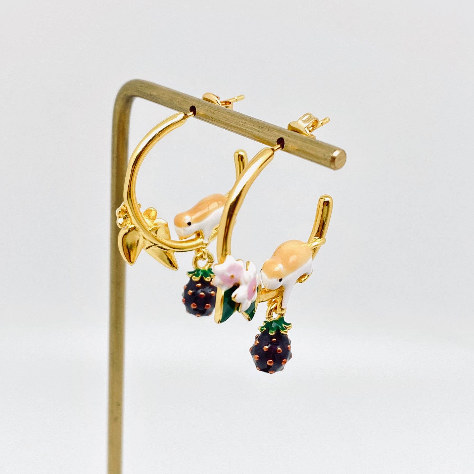 Raspberry Chipmunk Hoop Earrings