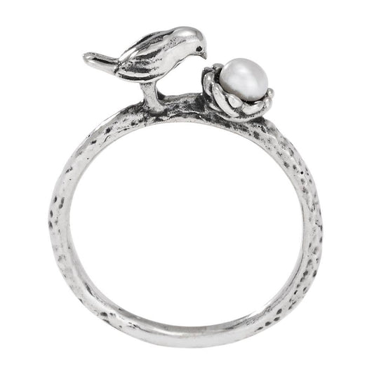 Curious Bird Sterling Silver Pearl Ring