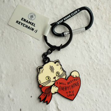 Destroy Cat Keychain with Bag Clip