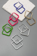 Green Square Hoop Earrings-1