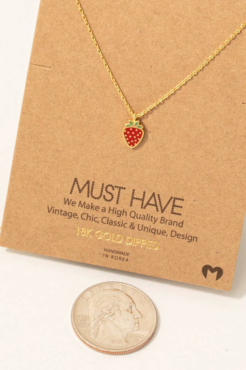 Dainty Strawberry Pendant Necklace