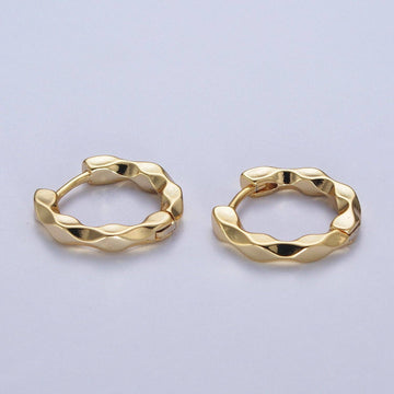 Geometric Twist Huggie Hoops