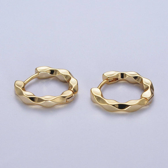 Geometric Twist Huggie Hoops