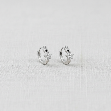 Zirconia Star Hoop Earrings