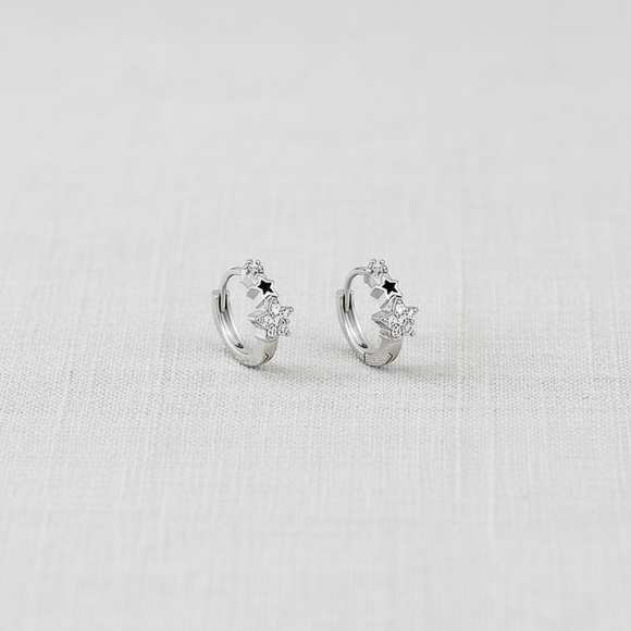 Zirconia Star Hoop Earrings