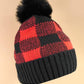 Checker Pom Pom Beanie Hat