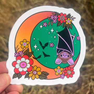 Cute Bat Moon Sticker - 0