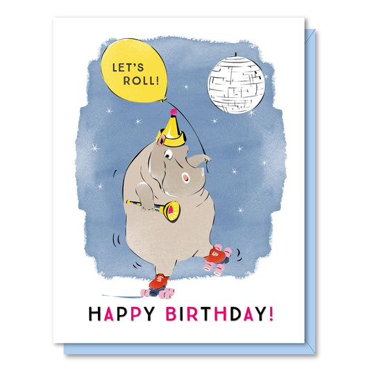 Disco Skate Hippo Birthday Card