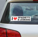 I Love Spaghetti & Lesbians Bumper Sticker-2