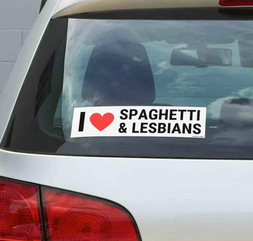 I Love Spaghetti & Lesbians Bumper Sticker - 0