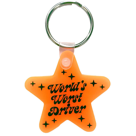 World's Worst Driver Star Keychain