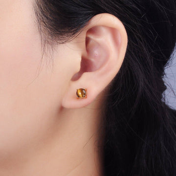 Tiger's Eye Stud Earrings - 0