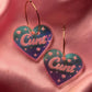 Cunt Iridescent Heart Hoop Earrings