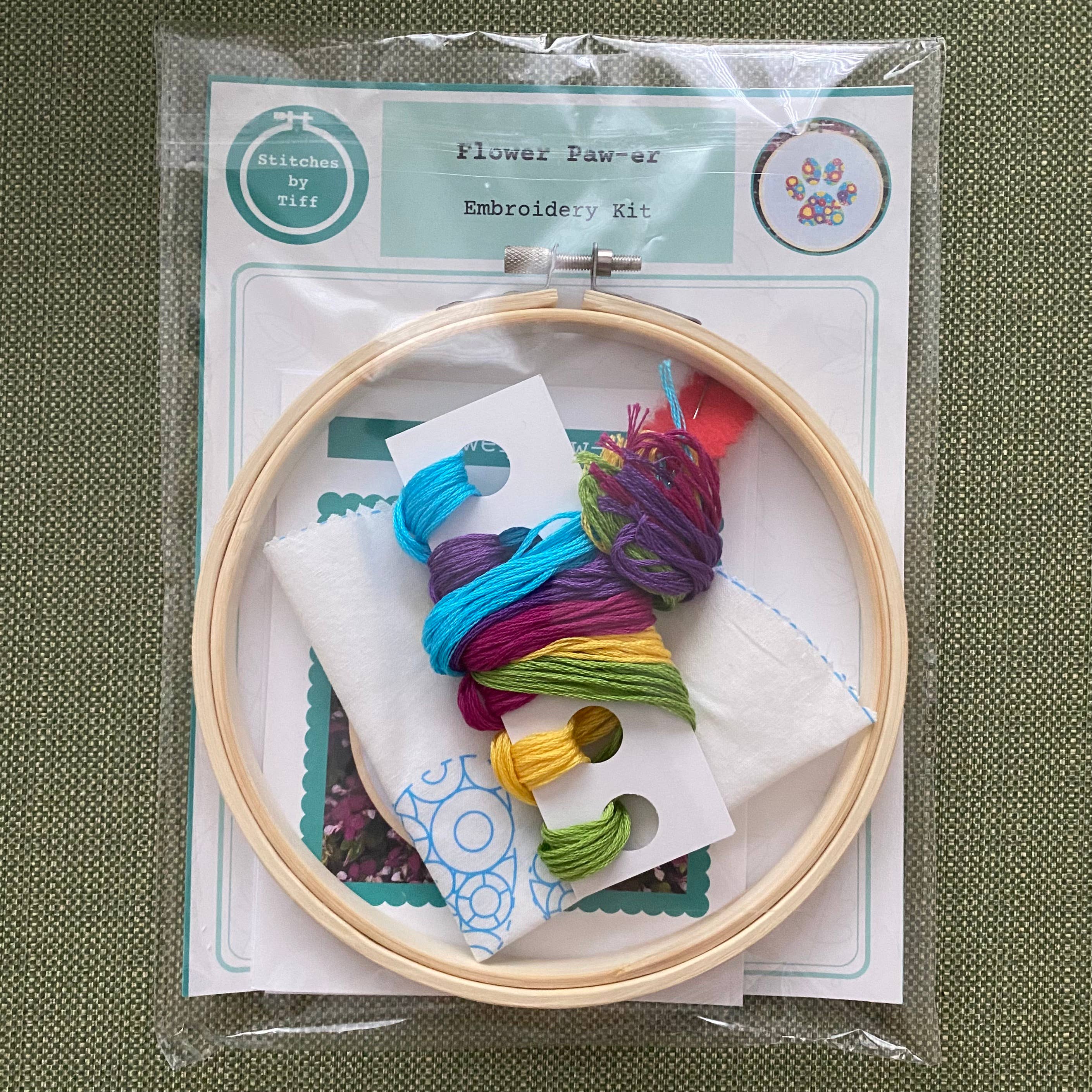 Flower Paw-er Cat and Dog Paw Embroidery Kit