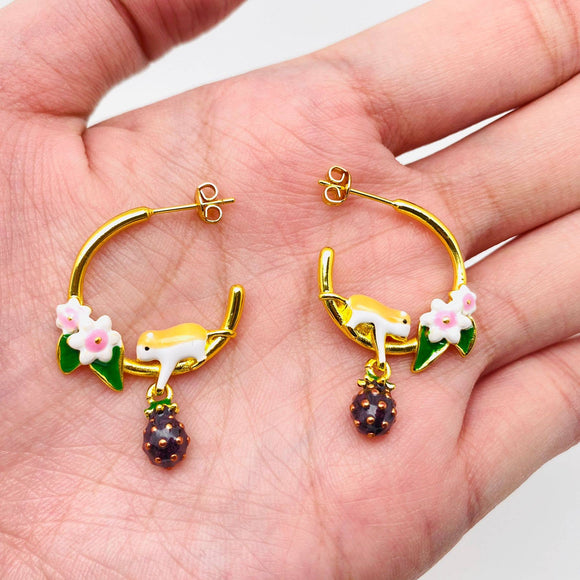 Raspberry Chipmunk Hoop Earrings
