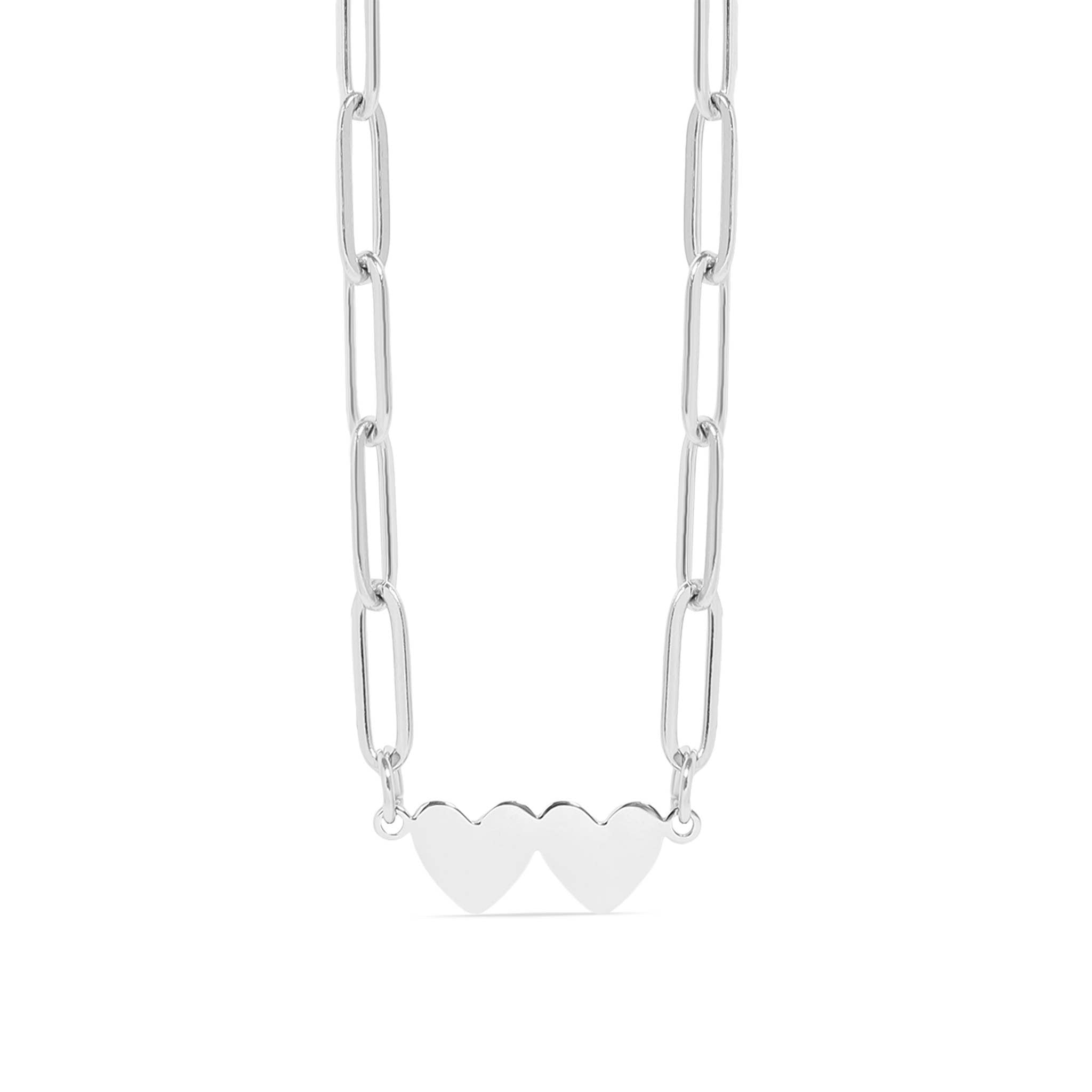 2 Heart Paperclip Necklace - 0