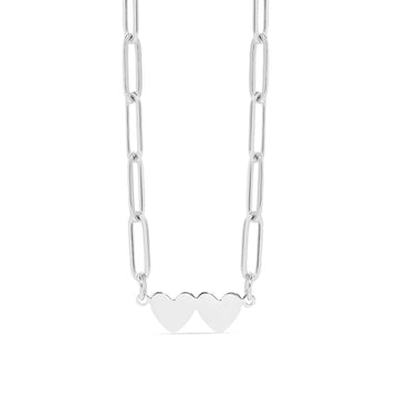 2 Heart Paperclip Necklace - 0