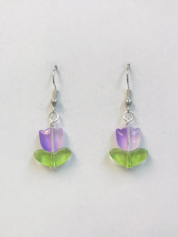 Tiny Tulip Beaded Earrings - 0