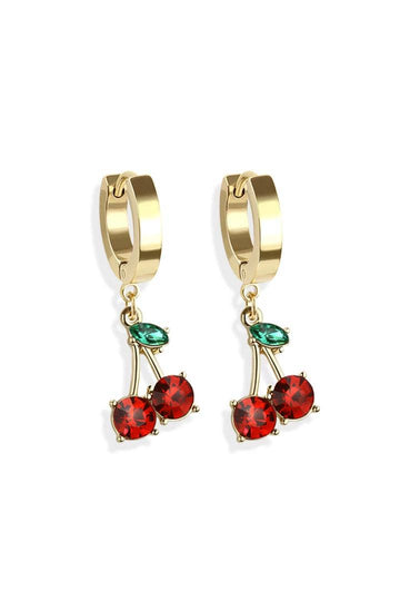 Cherry Drop Huggie Earrings