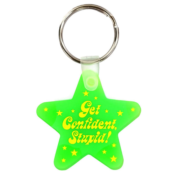 Get Confident Stupid Star Vinyl Keychain