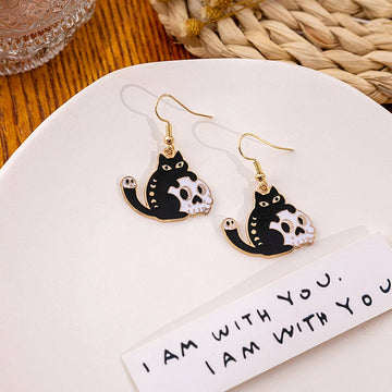 Skull Cat Earrings