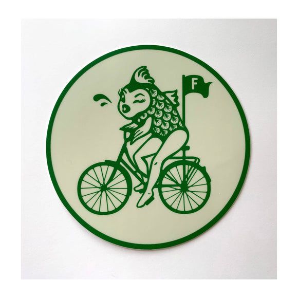 Feminist Fish Riding Bicycle Sticker