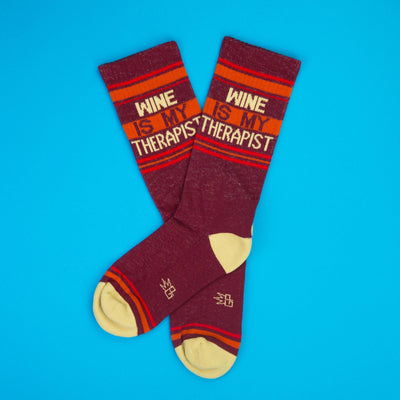 Wine is My Therapist Gym Crew Socks - 0