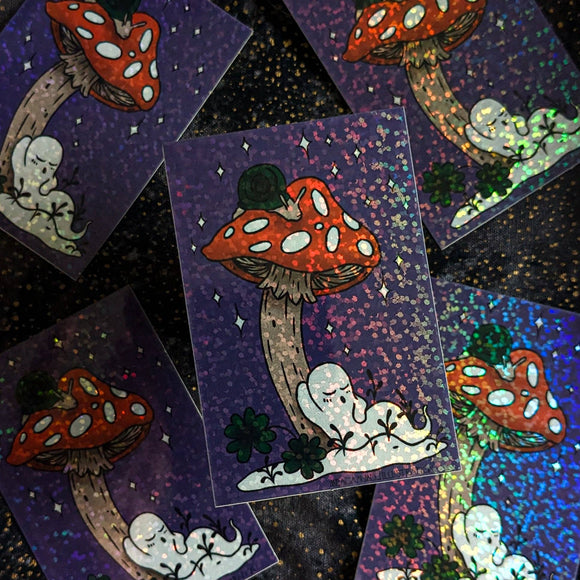 Sleepy Ghost Mushroom Sticker