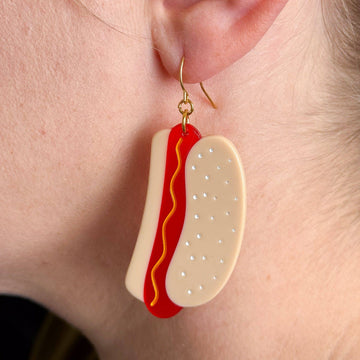 Hot Dog Acetate Earrings - 0
